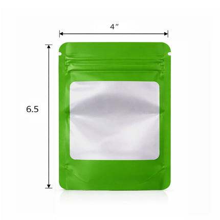 50 Pack - Medium Solid Color Zip-Seal Foil Pouches (4"x6.5") Square Style Selection