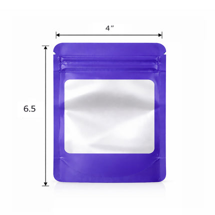50 Pack - Medium Solid Color Zip-Seal Foil Pouches (4"x6.5") Square Style Selection