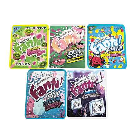 25 Pack 3.5g Thick Sticker Mylar Bags - Fruit Soda Splash Candy Collection