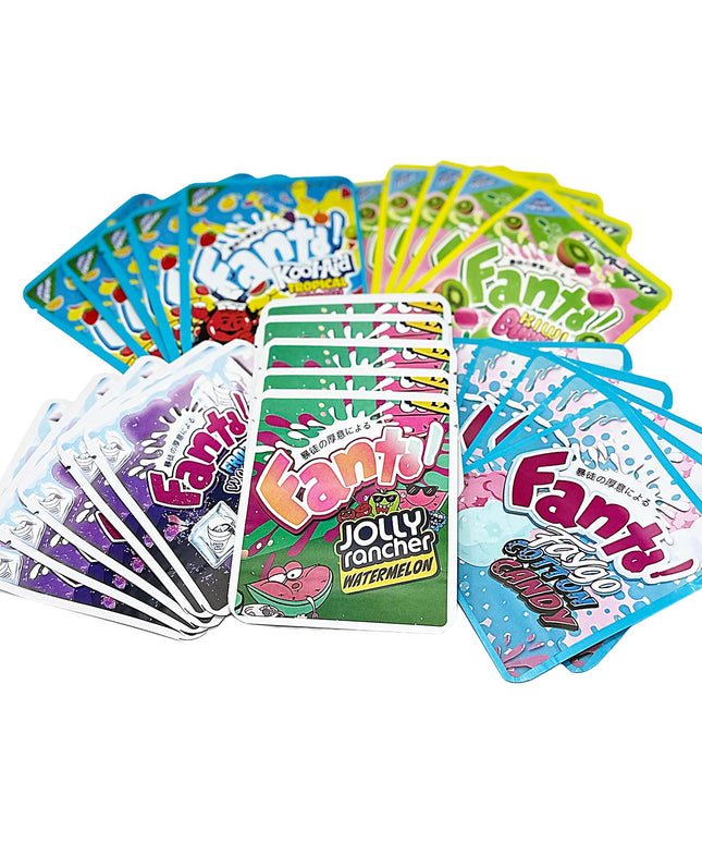 25 Pack 3.5g Thick Sticker Mylar Bags - Fruit Soda Splash Candy Collection