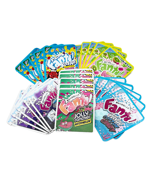 25 Pack 3.5g Thick Sticker Mylar Bags - Fruit Soda Splash Candy Collection