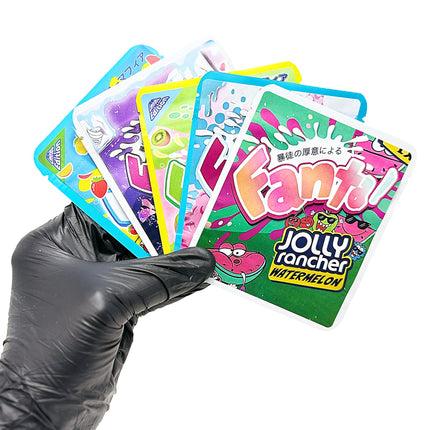 25 Pack 3.5g Thick Sticker Mylar Bags - Fruit Soda Splash Candy Collection