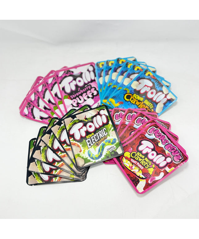 25 Pack 3.5g Thick Sticker Mylar Bags - Gummy Twist Candy Collection
