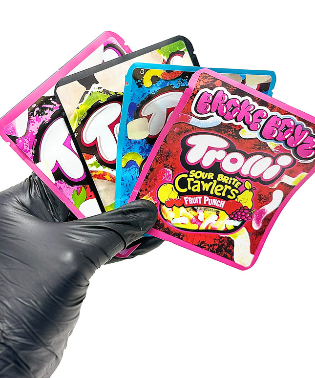 25 Pack 3.5g Thick Sticker Mylar Bags - Gummy Twist Candy Collection