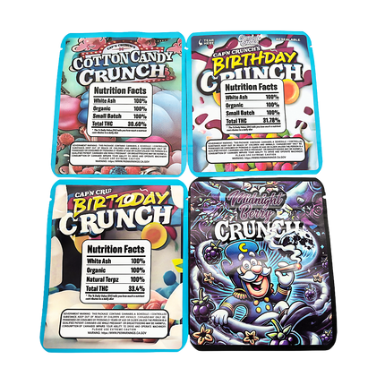 25 Pack 3.5g Thick Sticker Mylar Bags - Crunch Cereal Collection