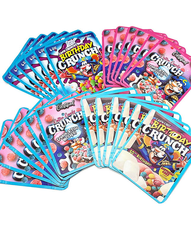 25 Pack 3.5g Thick Sticker Mylar Bags - Crunch Cereal Collection