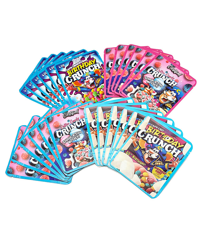 25 Pack 3.5g Thick Sticker Mylar Bags - Crunch Cereal Collection