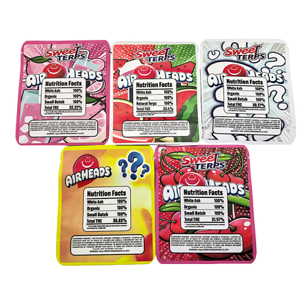 25 Pack 3.5g Thick Sticker Mylar Bags - Chewy Twist Candy Collection