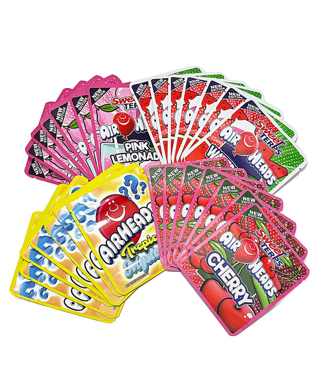 25 Pack 3.5g Thick Sticker Mylar Bags - Chewy Twist Candy Collection