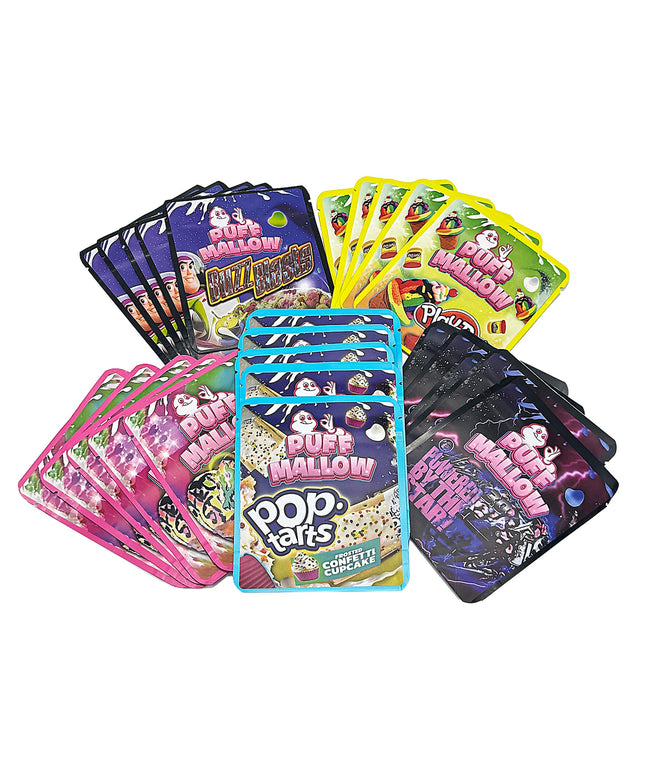 25 Pack 3.5g Thick Sticker Mylar Bags - plush Mallow Collection Vol. 1