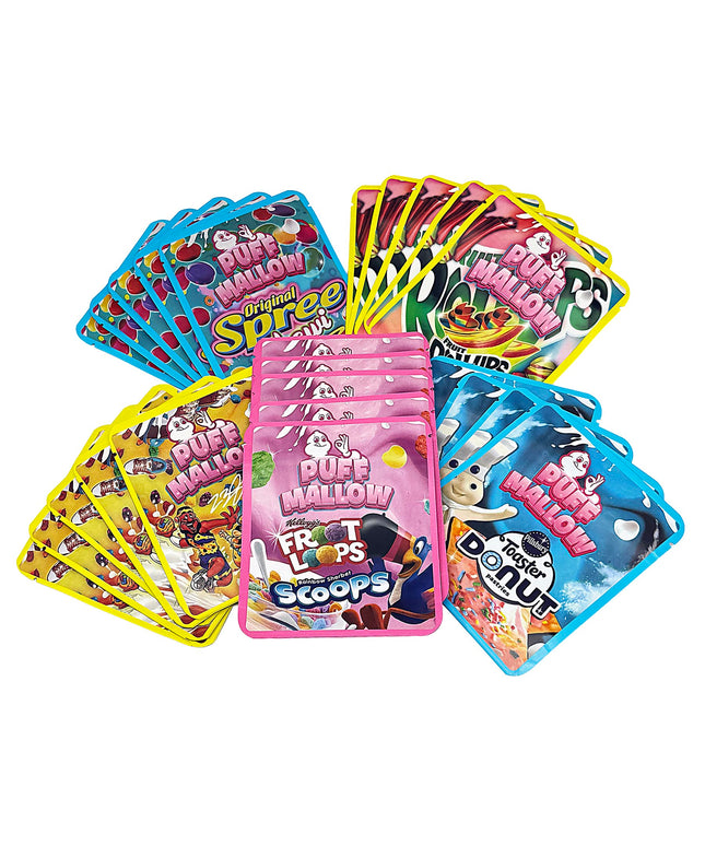 25 Pack 3.5g Thick Sticker Mylar Bags - plush Mallow Collection Vol. 2