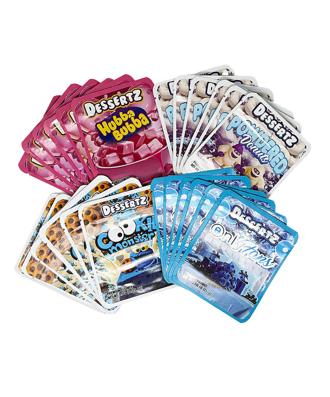 25-Pack 3.5g Thick Sticker Mylar Bags – Premium Resealable Packaging – Dessert Design Collection
