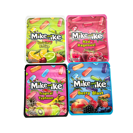 25 Pack 3.5g Thick Sticker Mylar Bags Premium Smell Proof Packaging Mix  | Mike & Ike Candy Collection