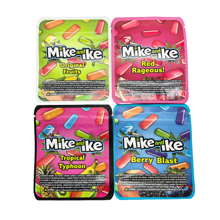 25 Pack 3.5g Thick Sticker Mylar Bags Premium Smell Proof Packaging Mix  | Mike & Ike Candy Collection