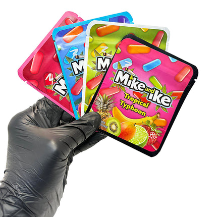 25 Pack 3.5g Thick Sticker Mylar Bags Premium Smell Proof Packaging Mix  | Mike & Ike Candy Collection