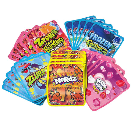 25 Pack 3.5g Thick Sticker Mylar Bags Premium Smell Proof Packaging Mix  | Candy Mashup Collection