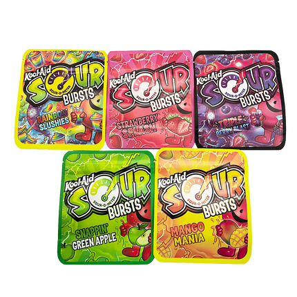 25 Pack 3.5g Thick Sticker Mylar Bags Premium Smell Proof Packaging Mix  | Sour Bursts Collection