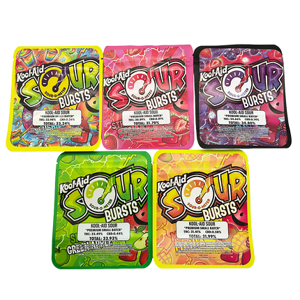 25 Pack 3.5g Thick Sticker Mylar Bags Premium Smell Proof Packaging Mix  | Sour Bursts Collection