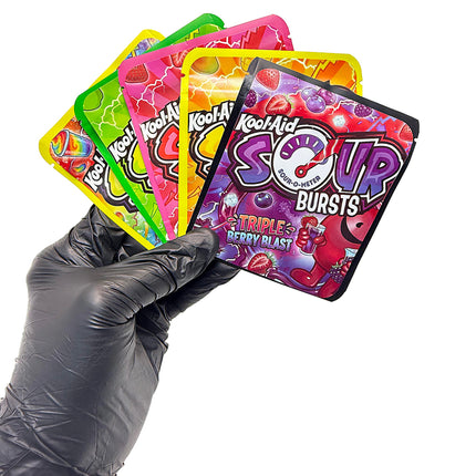 25 Pack 3.5g Thick Sticker Mylar Bags Premium Smell Proof Packaging Mix  | Sour Bursts Collection