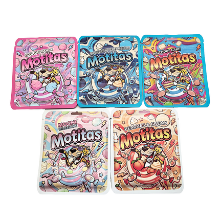 25 Pack 3.5g Thick Sticker Mylar Bags Premium Smell Proof Packaging Mix  | Motitas Collection
