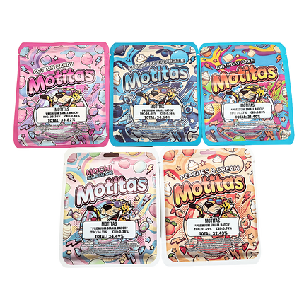 25 Pack 3.5g Thick Sticker Mylar Bags Premium Smell Proof Packaging Mix  | Motitas Collection