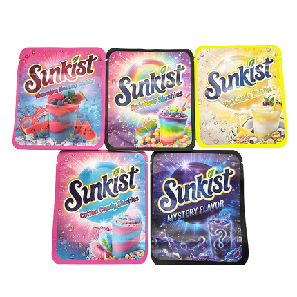 25 Pack 3.5g Thick Sticker Mylar Bags Premium Smell Proof Packaging Mix  | Sunkist Collection