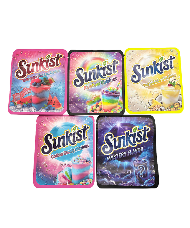 25 Pack 3.5g Thick Sticker Mylar Bags Premium Smell Proof Packaging Mix  | Sunkist Collection
