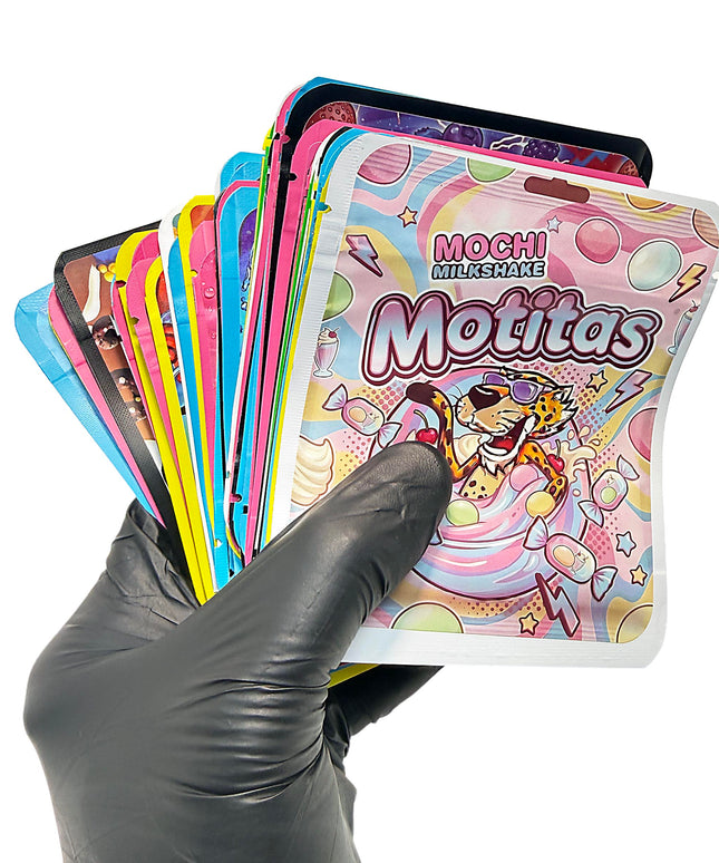 50 Pack 3.5g Thick Sticker Mylar Bags Premium Smell Proof Packaging Mix - Assorted Pack