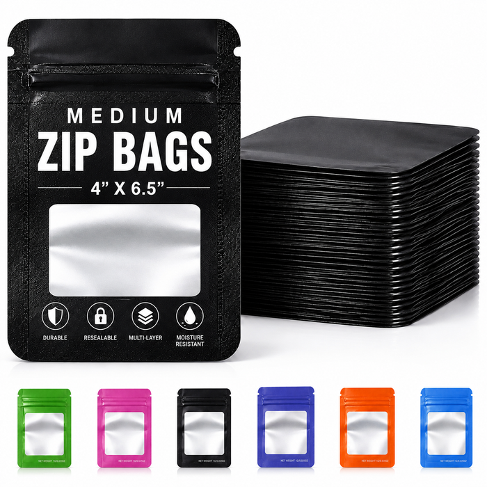 50 Pack - Medium Solid Color Zip-Seal Foil Pouches (4