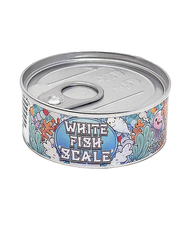 12 Pack 3.5g White Fish Scale Tin Can Containers