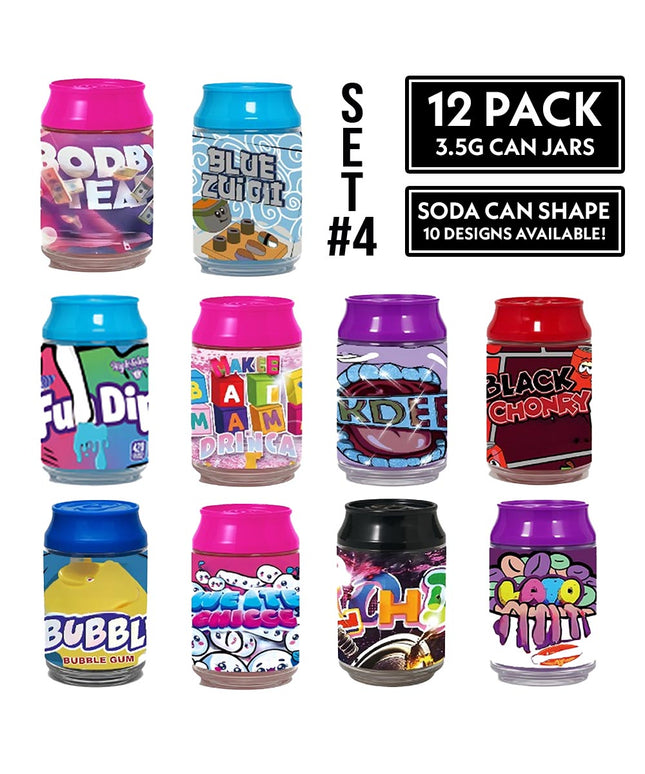 12 Pack - Soda Can Style Plastic Storage Containers, Decorative Design