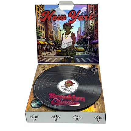 12 Pack 3.5g Vinyl Record Style Mylar Bags – Cherry Design
