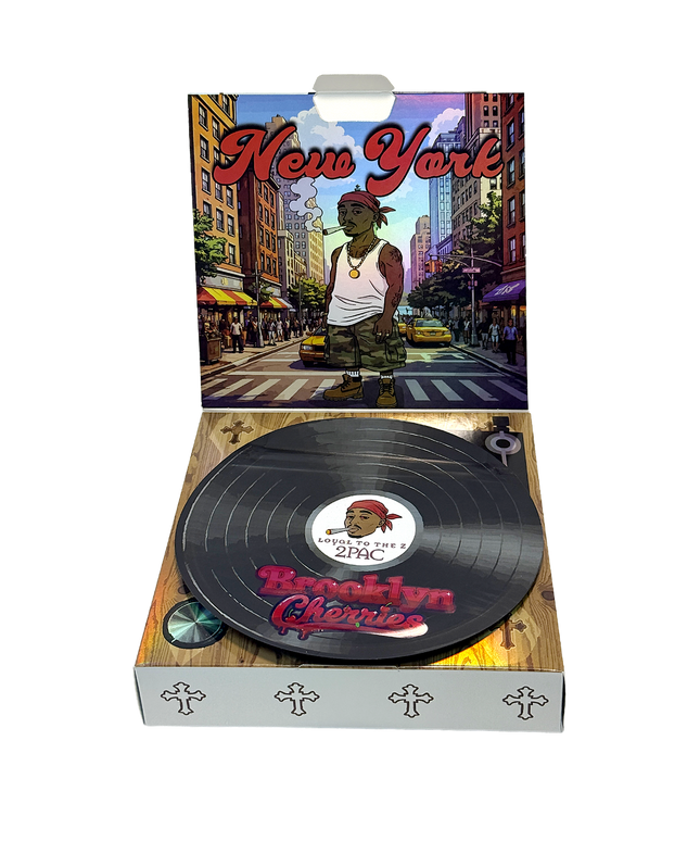 12 Pack 3.5g Vinyl Record Style Mylar Bags - Cherry Design