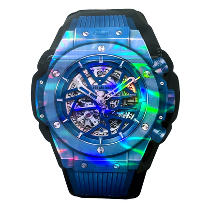 50 Pack 3.5g Watch-Shaped Mylar Bags – Blue Skeleton Tech Design