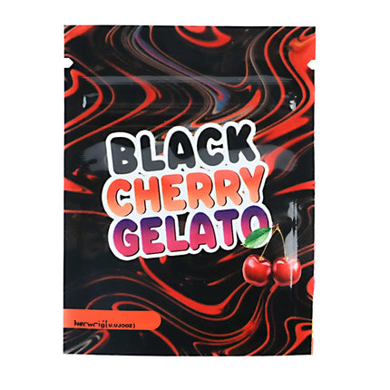 1g Mylar Bags – Black Cherry Graphic, 100 Pack