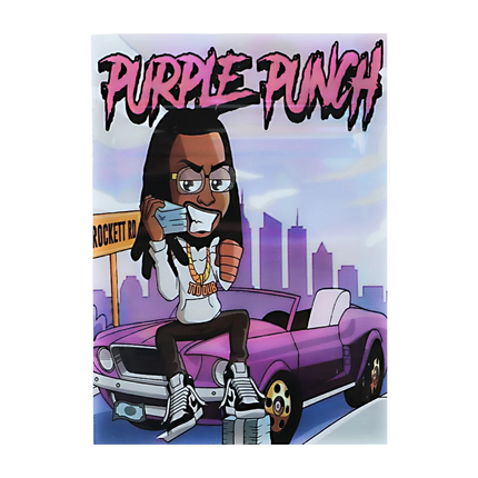 1g Purple Graphic Mylar Bags – 100 Count