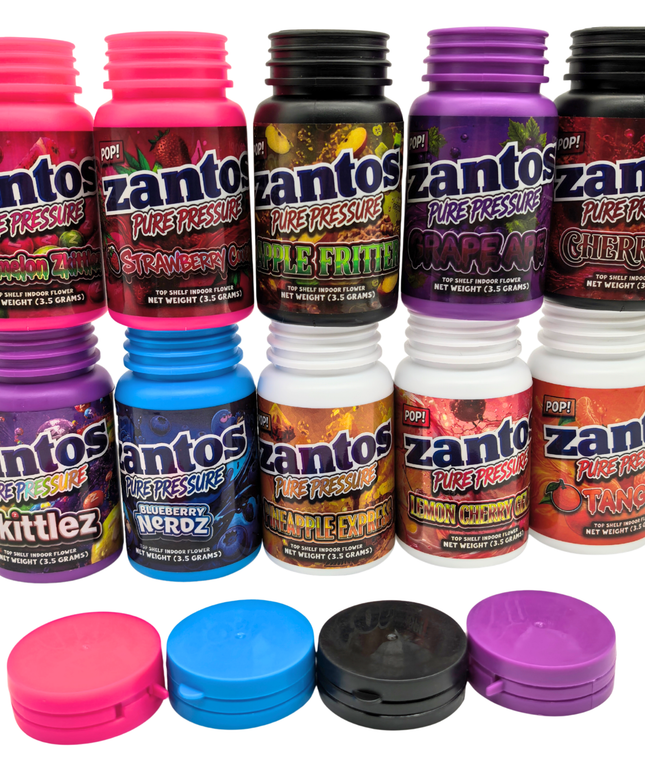 Zantos 3.5g Plastic Storage Bottles - 10 Pack Assorted Designs